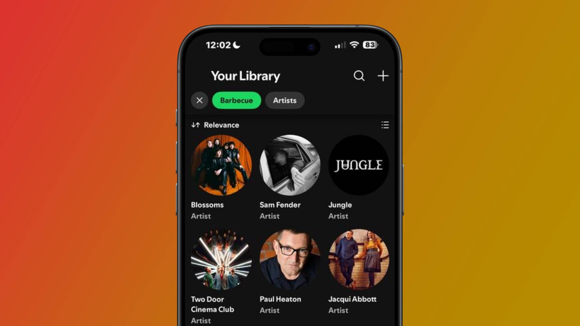 An image of the &#039;Barbecue&#039; preset in Spotify&#039;s new Smart Filters function