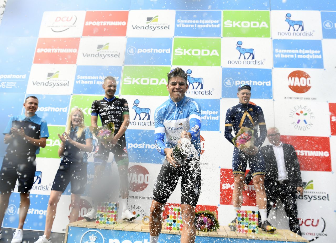 Wout Van Aert (Willems Verandas-Crelan) celebrates the overall win