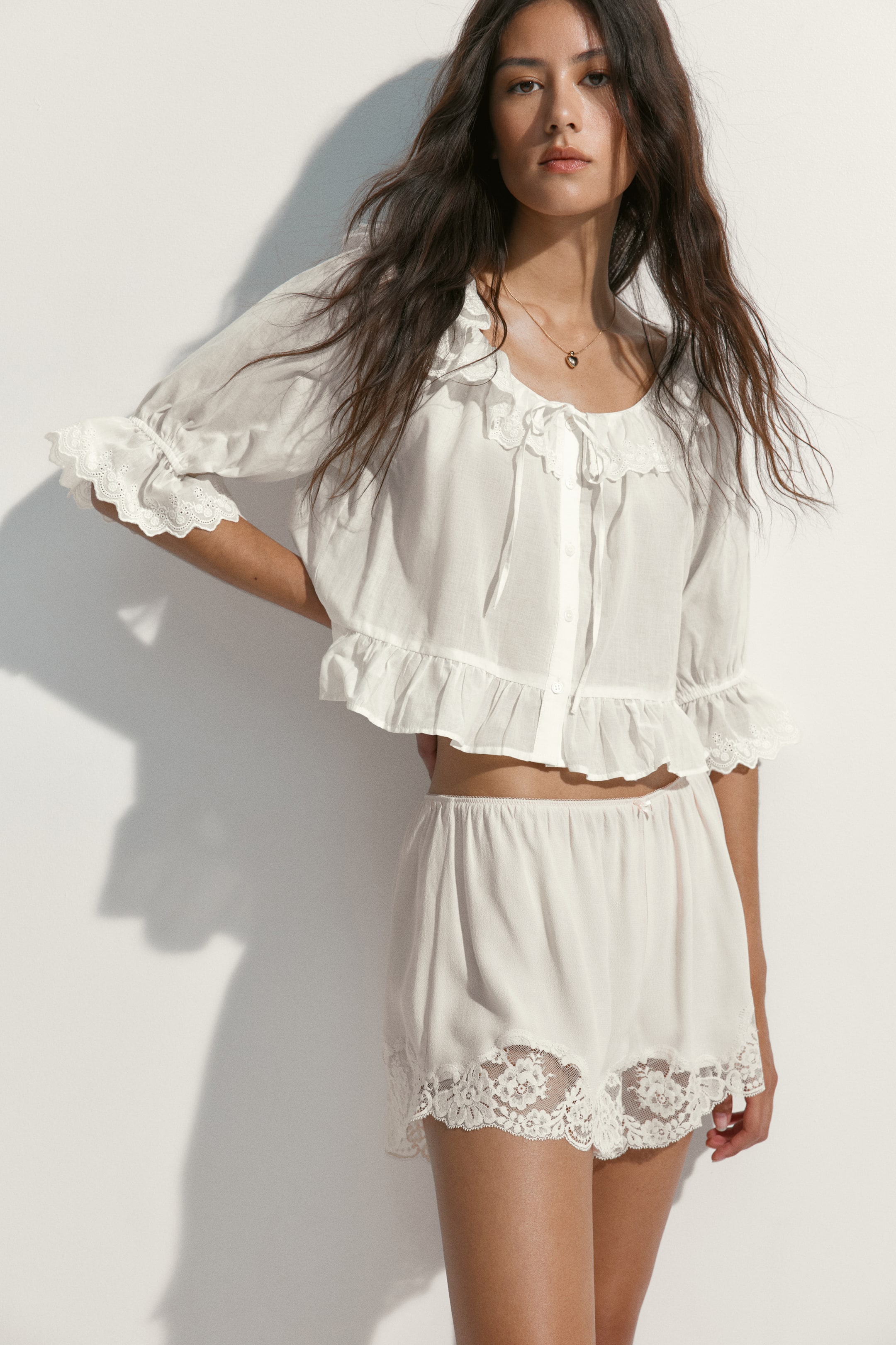 Broderie Anglaise Cotton Blouse