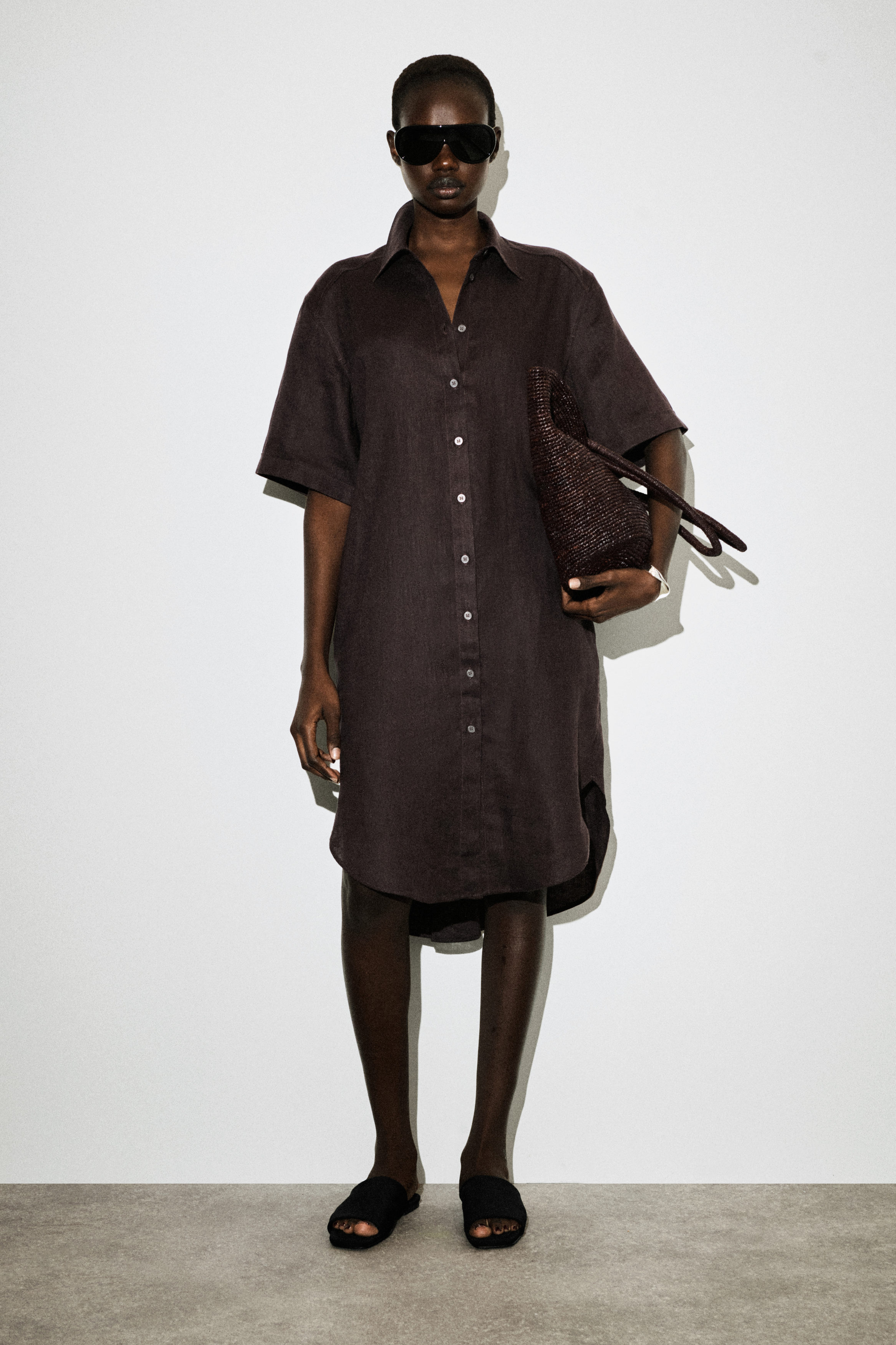 Short Sleeve Linen Shirt Dress