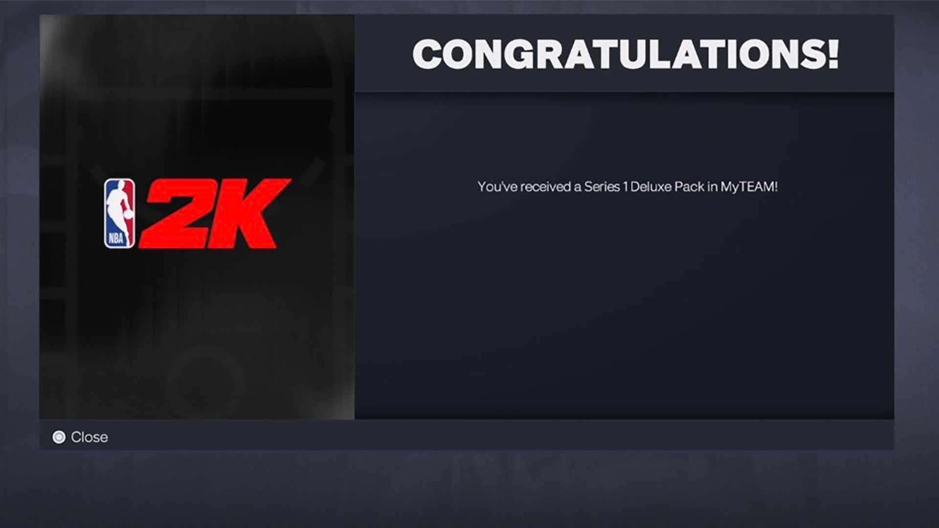 In-game screen showing an NBA 2K27 locker code has been successfully redeemed