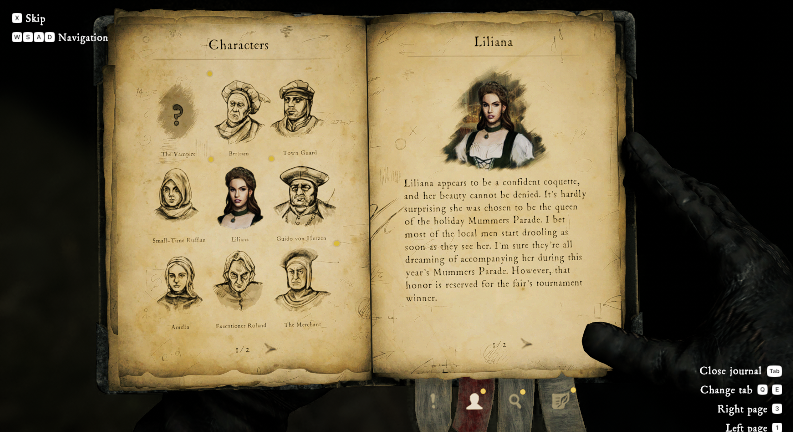 The Inquisitor review image showing Mordimer's journal.