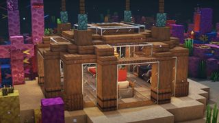 Minecraft ocean base - a simple wooden base with big glass windows