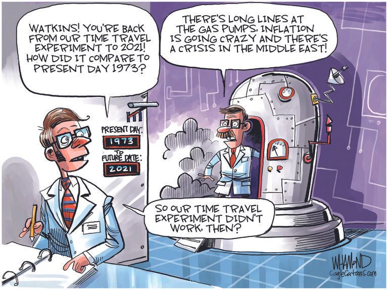 Editorial Cartoon U.S. 2021 middle east gas shortage inflation