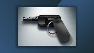 Road safety ad depicting a set of keys in the shape of a gun