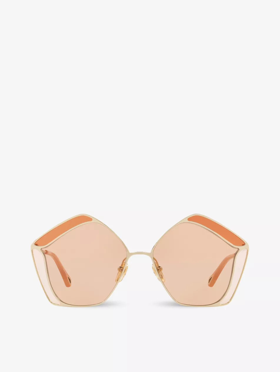 Ch0026s Gemma Metal and Acetate Pentagon-Frame Sunglasses