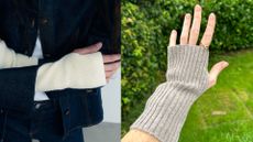 H&M fingerless gloves on model