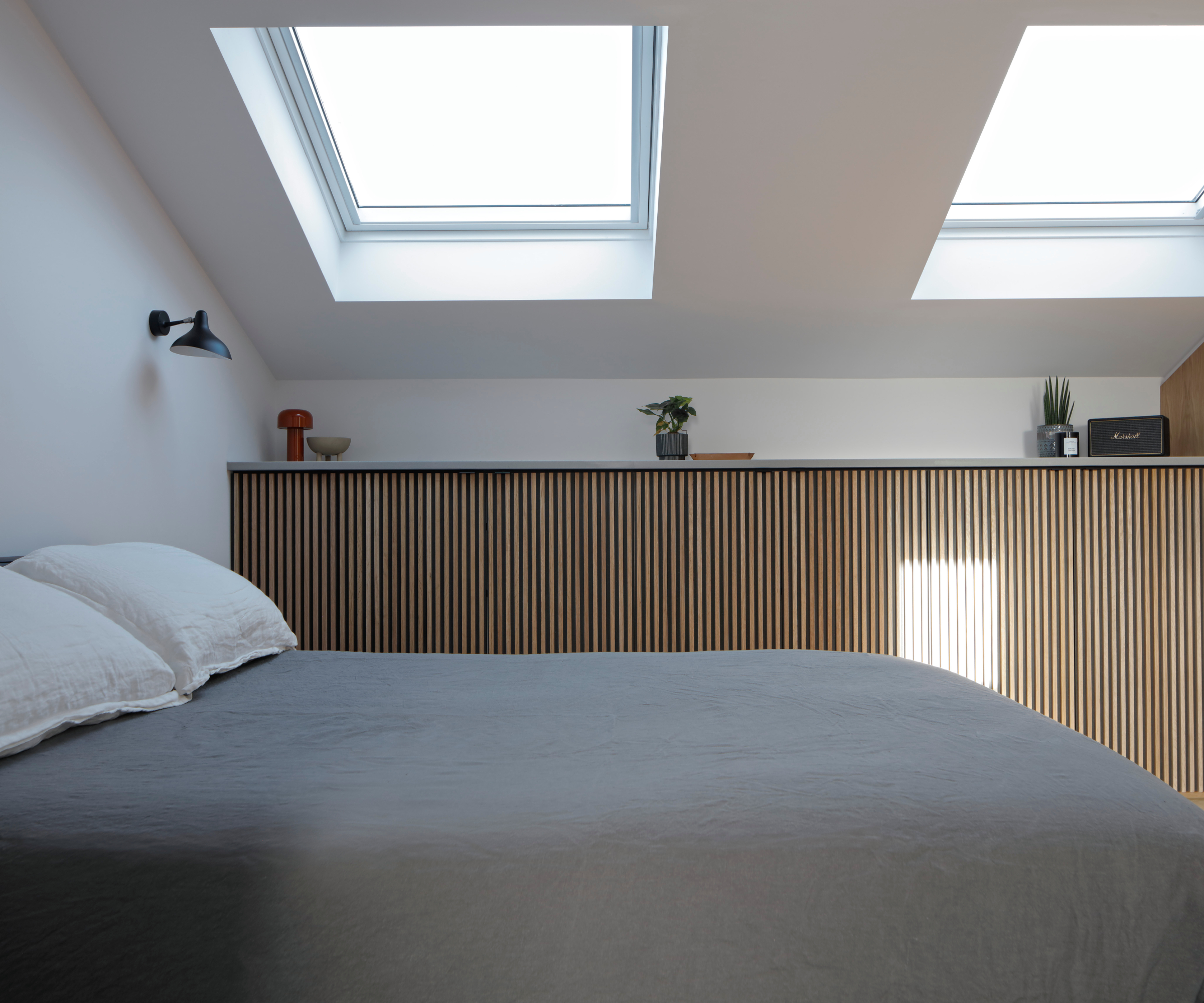 loft conversion bedroom with roof lights