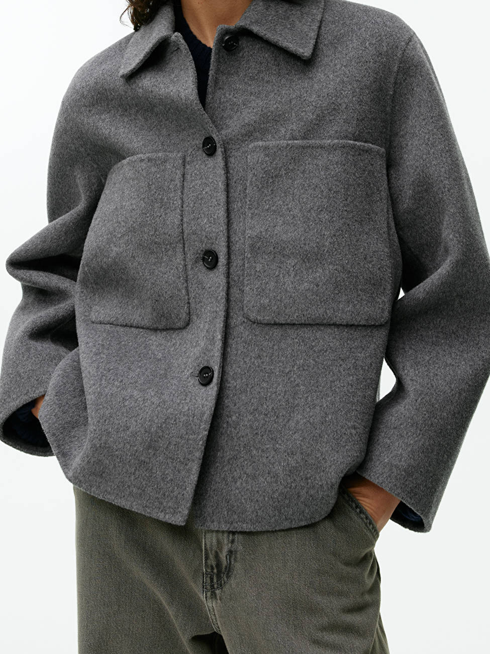 Double-Face Wool Overshirt - Grey - Arket Gb