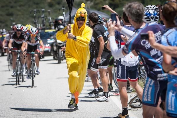 A fan cheers on the break
