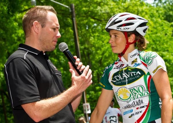 Chad Andrews with race winner Lauren Hall