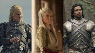 Daemon Targaryen, Rhaenyra Targaryen, and Ser Criston Cole cropped for House of the Dragon