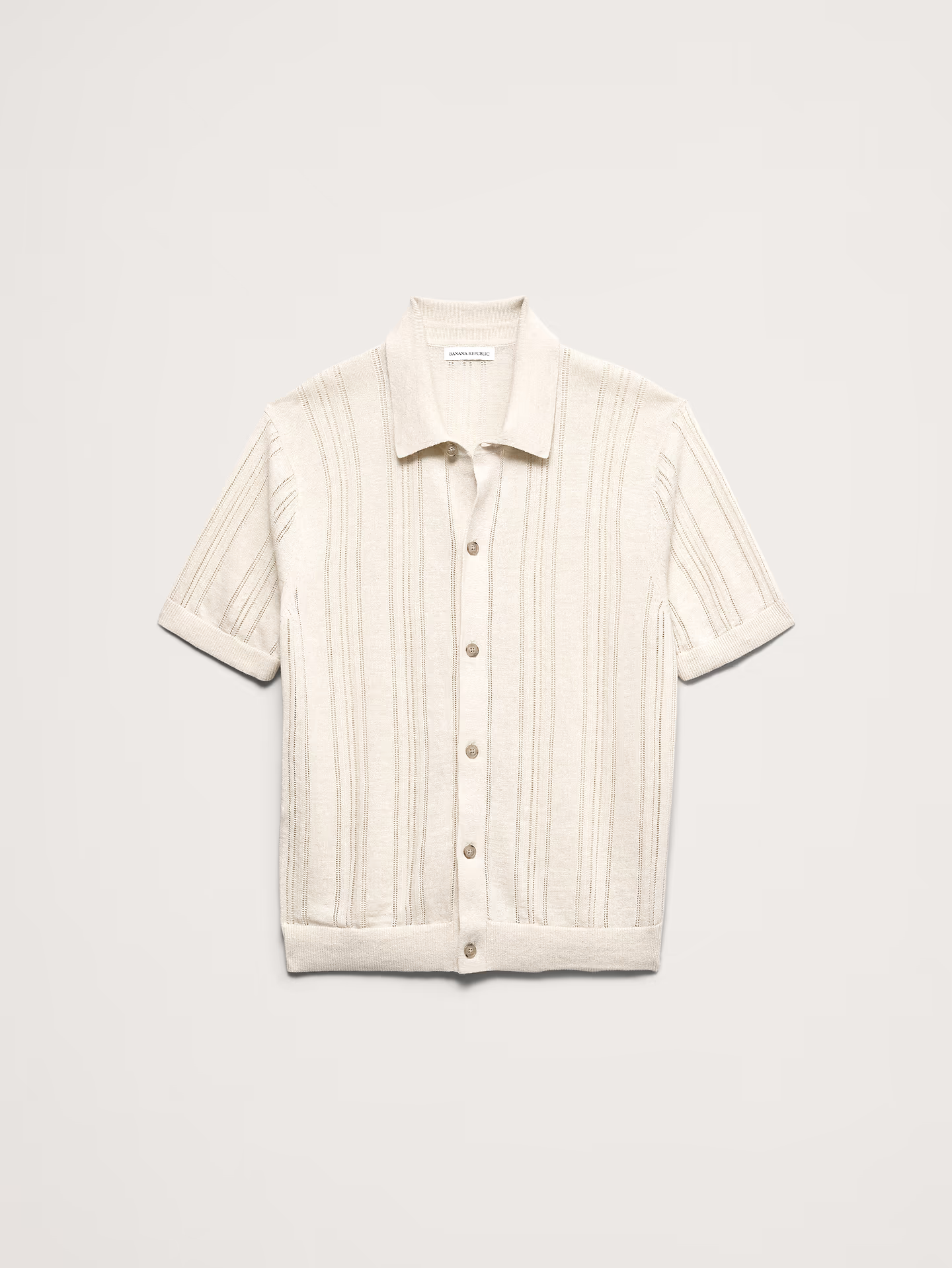 Banana Republic, Linen-Cotton Textured Polo Cardigan