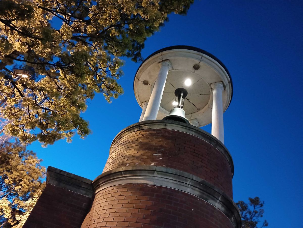 The top of a bell tower