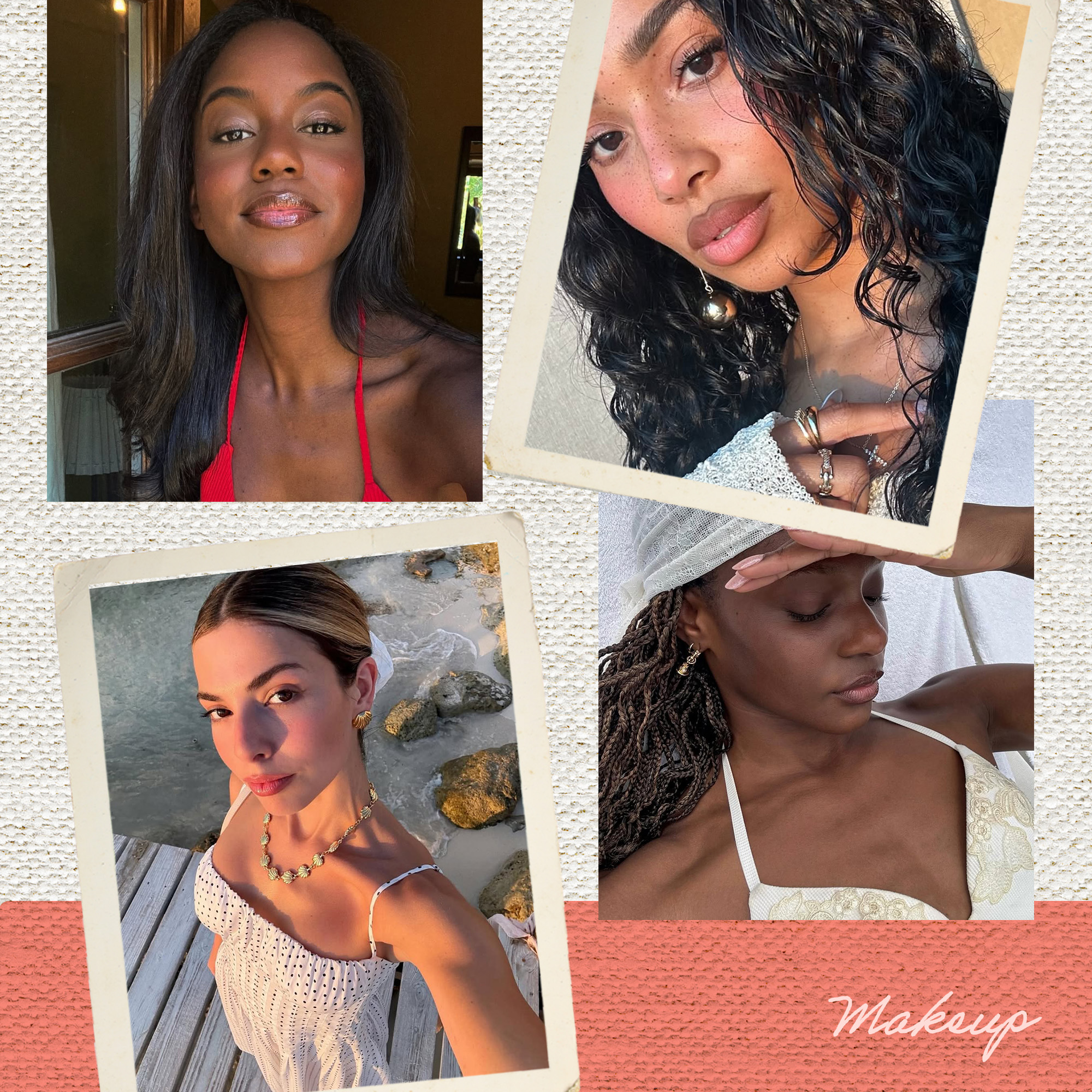 A collage of Island Girl makeup looks by Melissa Reanne Johnson, Symphani Soto, Kit Keenan, and Camri Hewie