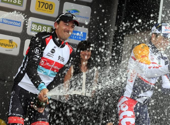 Fabian Cancellara (RadioShack-Leopard) celebrates his victory