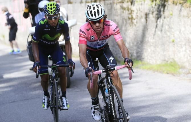 Rigoberto Uran (Omega Pharma QuickStep) in pink