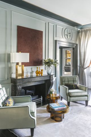 Living area at The Place Firenze boasts pastel-coloured furniture and exquisite design details