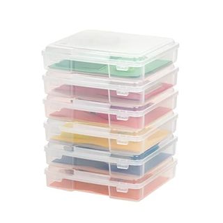 Portable Board Game Organizer Plastic Project Storage Case Box With Snap-Tight Latch, 6-Pack