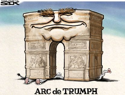 Political cartoon U.S. Arc De Trump 2016