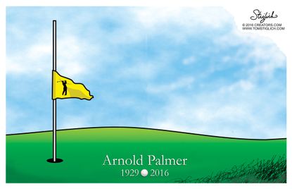 Editorial cartoon U.S. Arnold Palmer death golf