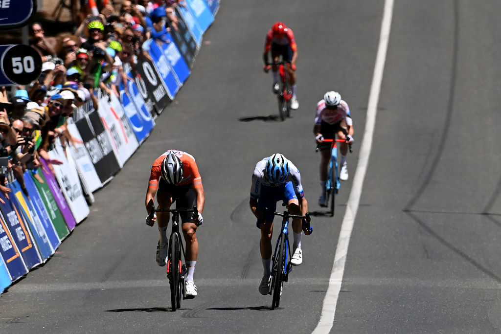 Simon Yates outsprints Jay Vine to win the final stage of the Tour Down Under