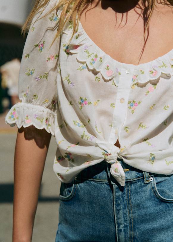 Kerinne Shirt - Romance Pink With Ecru Embroidery - Silk - S&amp;eacute;zane