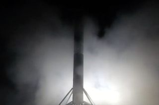 A Falcon 9 rocket's first stage touches down on the A Shortfall of Gravitas droneship in the Atlantic Ocean on Monday, March 4, 2024.