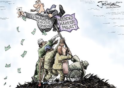 Political cartoon U.S. scandal wounded warriors