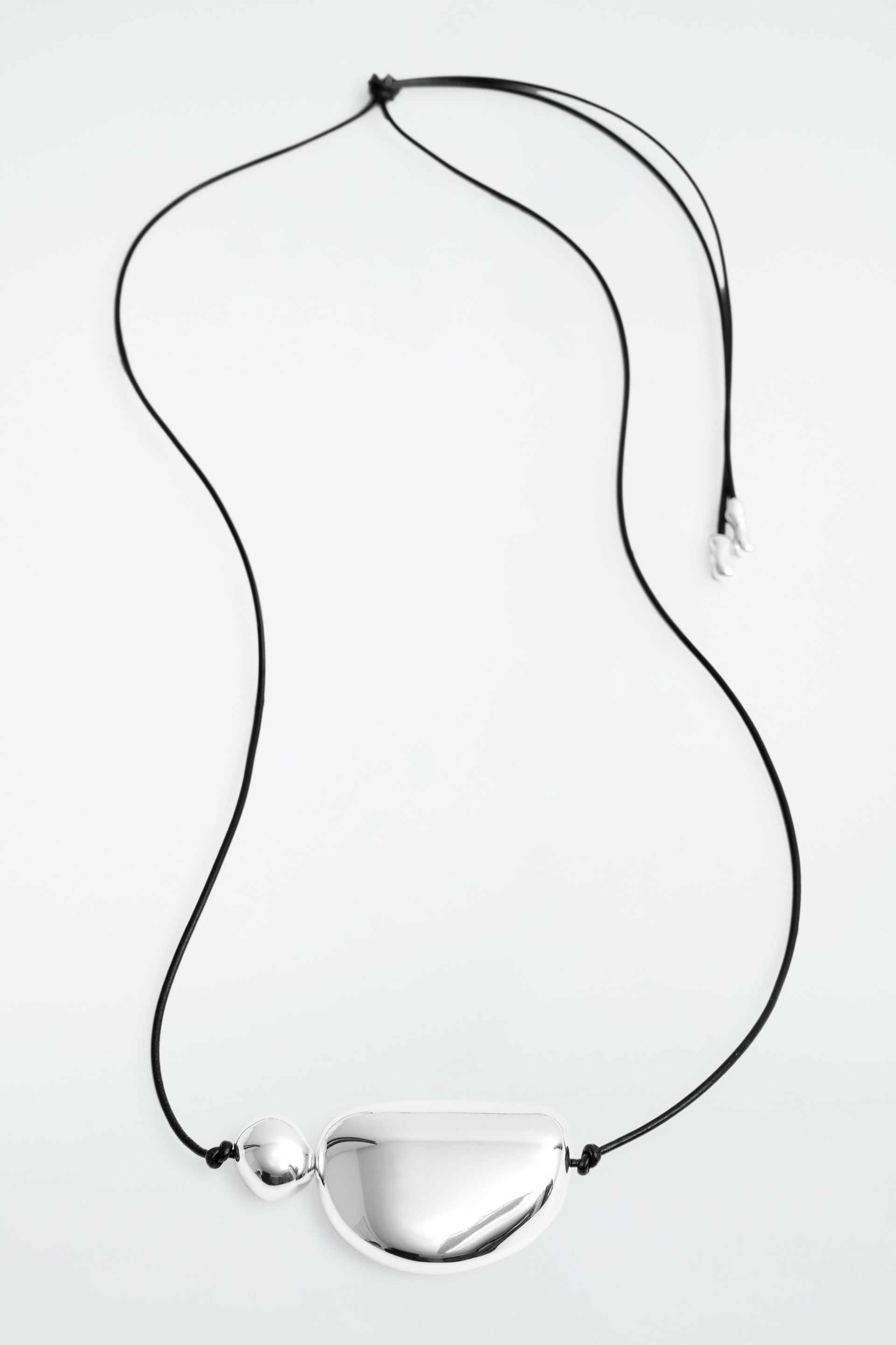 Leather Cord Pebble Pendant Necklace