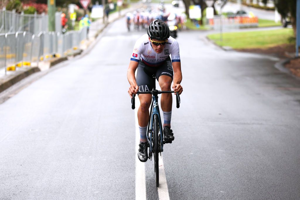 WOLLOGONG AUSTRALIA SEPTEMBER 23 Martin Jurk of Slovakia attacks during the 95th UCI Road World Championships 2022 Men Junior Road Race a 1356km race from Wollongong to Wollongong Wollongong2022 on September 23 2022 in Wollongong Australia Photo by Con ChronisGetty Images