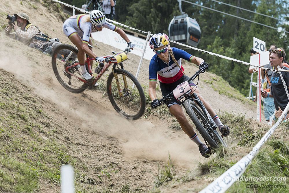 Pauline Ferrand Prevot (Fra) Canyon Factory Racing XC and Jolanda Neff (Sui) Kross Racing Team