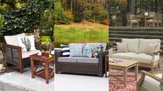 A three panel image of the best Amazon outdoor furniture