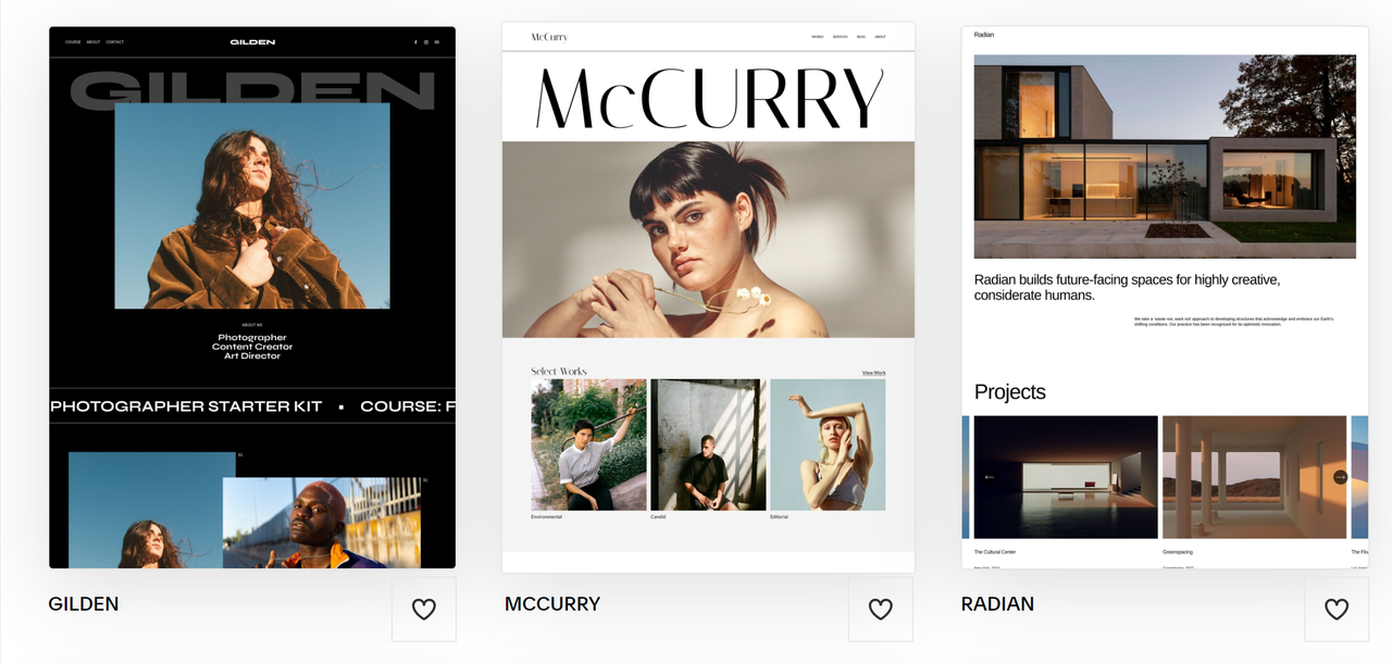 A screenshot showing part of the process to make an artist website