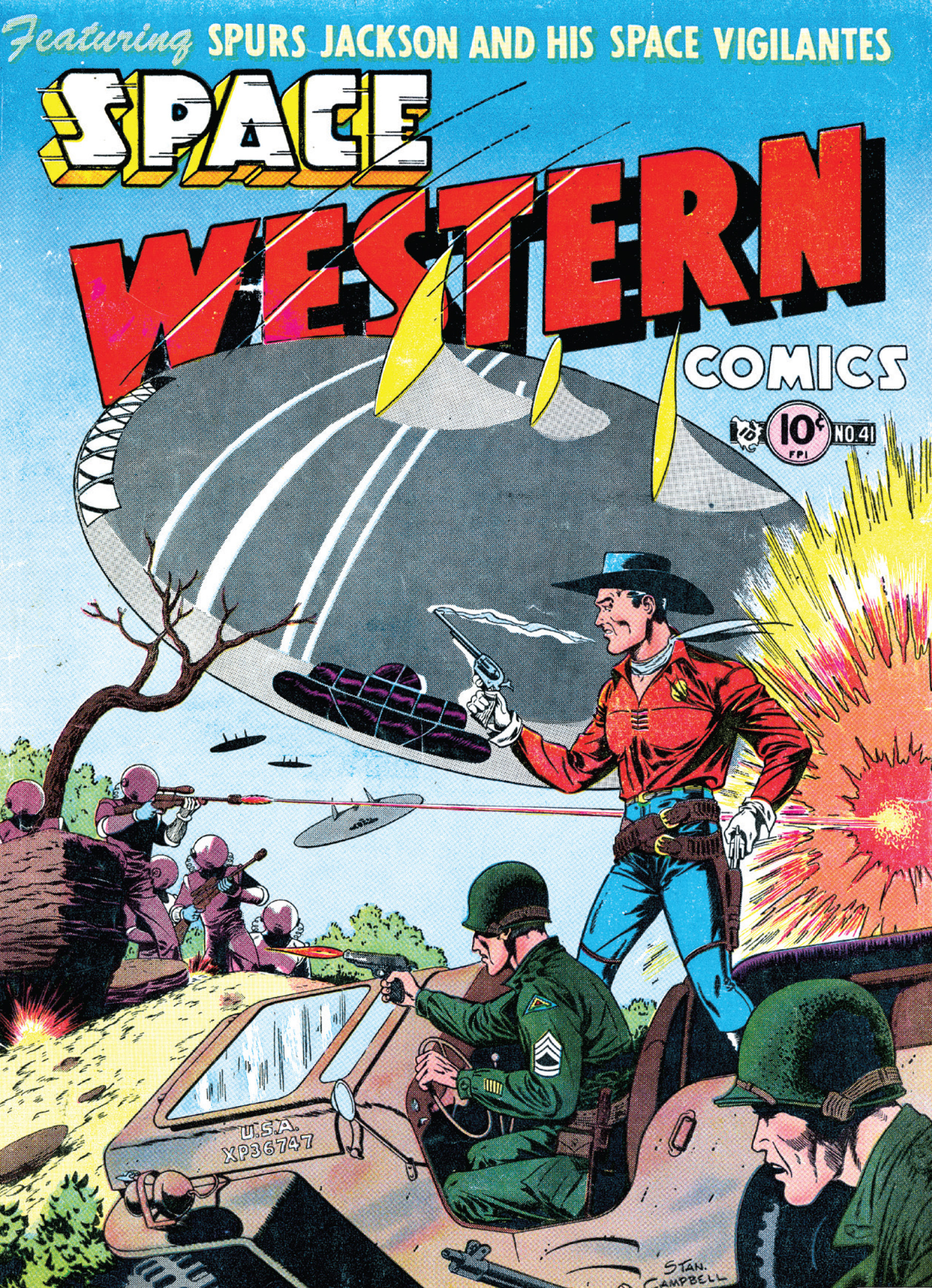 Seni sampul Vintage Space Western Comics.