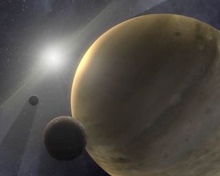 An artist's rendering of a 10-million-year-old star system with a gas-giant planet like Jupiter.
