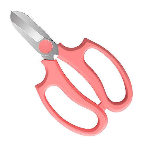 Housolution Flower Scissors, Strong Floral Shears, Premium Steel Garden Pruning Shears Garden Scissors Floral Fruits Leaf Scissors Hand Pruner Snip Trimming Tool for Gardening Flower Arrangement, Pink