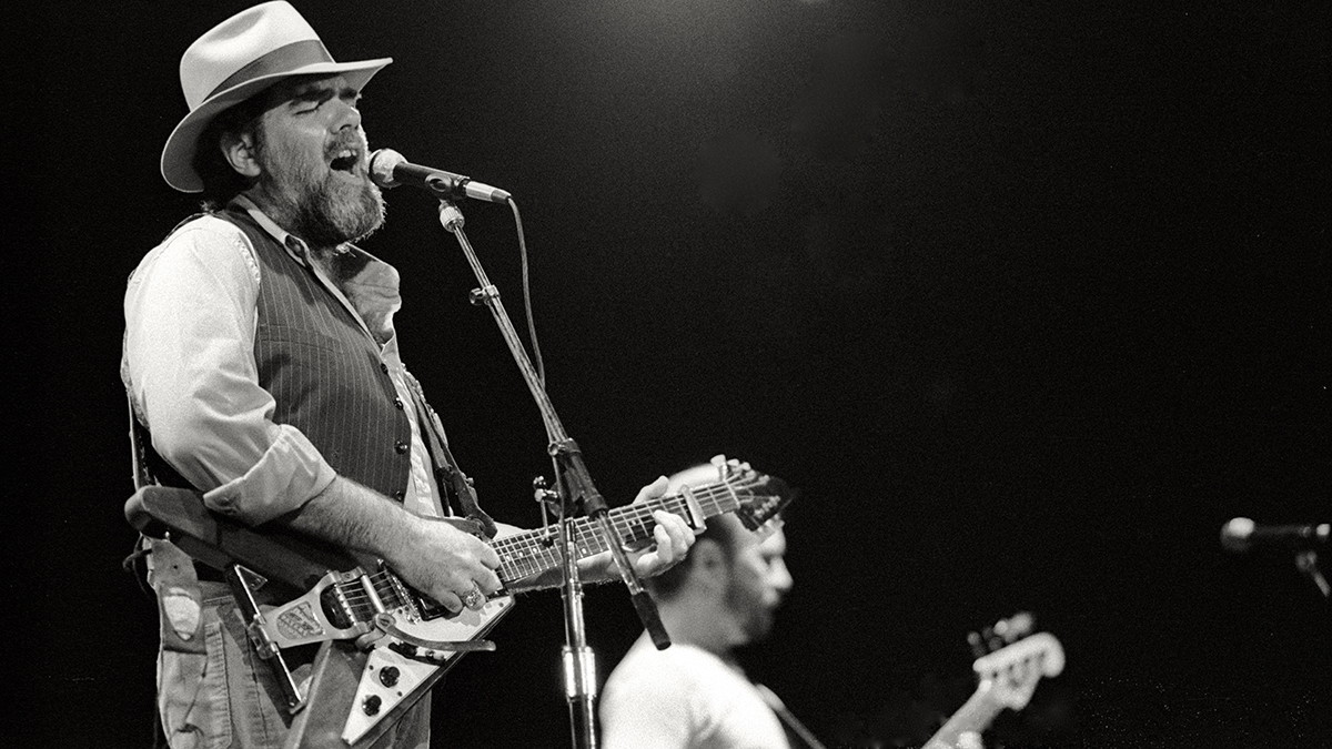 Lonnie Mack (l) performs during a Stevie Ray Vaughan Soul to Soul Tour concert at the Arts &amp; Sciences Auditorium at the University of Wyoming on October 7, 1985 in Laramie, Wyoming