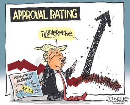 Political Cartoon U.S. Trump Hurricane Dorian Projection Alabama Approval Rating