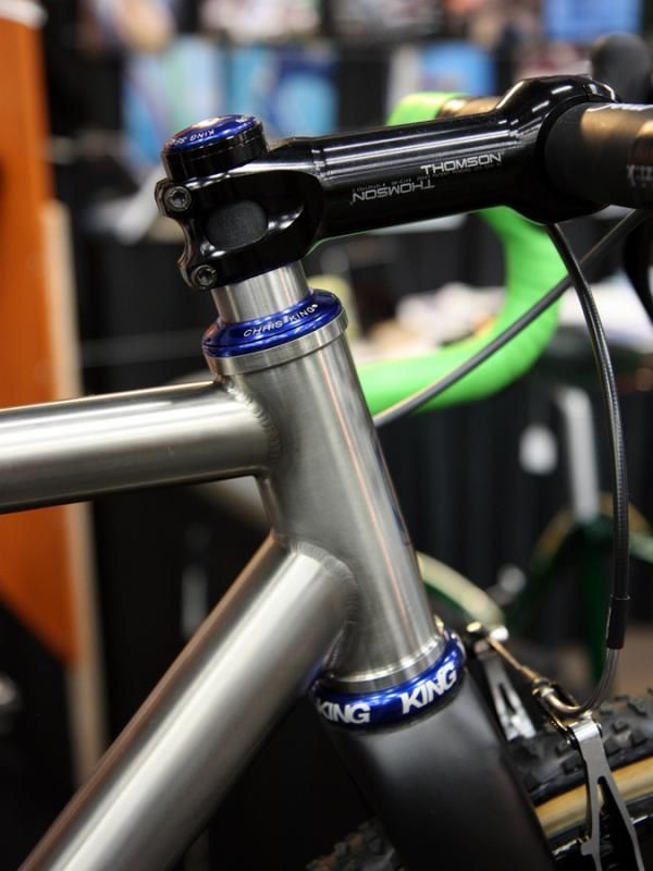 Vertigo's Sean Chaney came up with the idea of plugging a tapered steerer into a 44mm-bore head tube so it's no surprise to see one here.