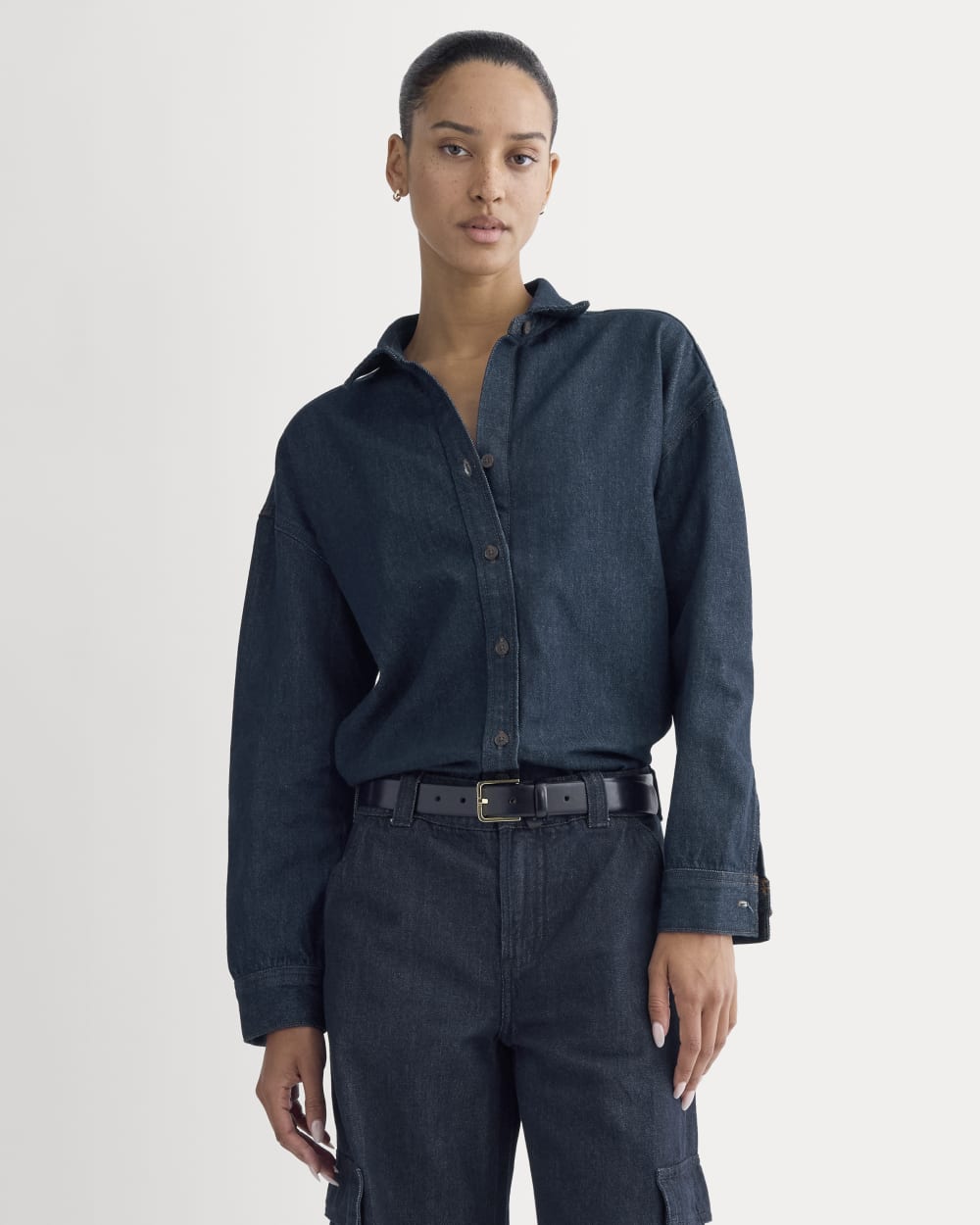 The Oversized Denim Shirt | Tungsten Rinse - 00
