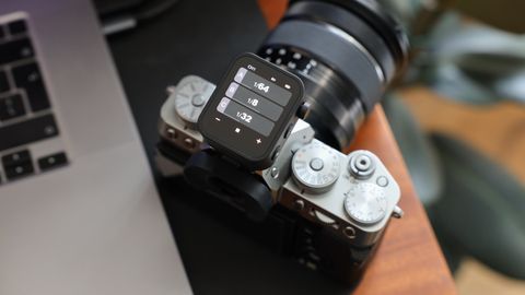 Godox X3 flash trigger mounted on a Fujifilm X-T5 camera