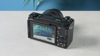 A black Sony ZV-E10 II compact and portable vlogging camera