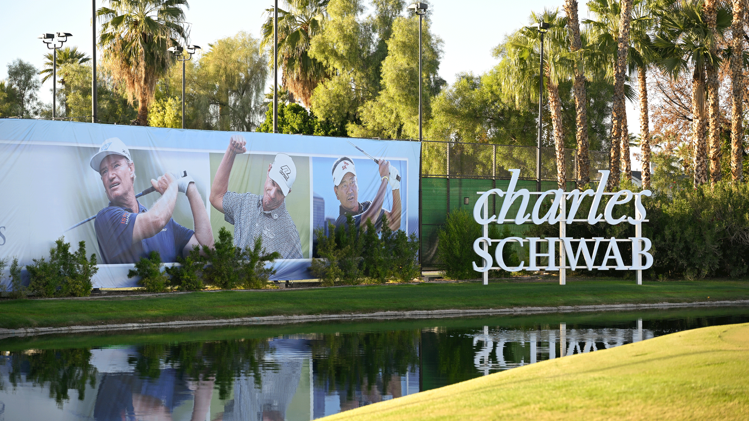 A Charles Schwab sign at the Charles Schwab Cup Championship in 2024