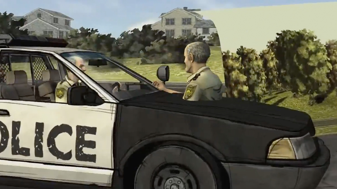 The Walking Dead game, mirror trick in a police car