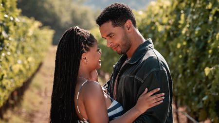 (from left) Anna (Halle Bailey) and Michael (Reg&eacute;-Jean Page) in You, Me & Tuscany, directed by Kat Coiro.