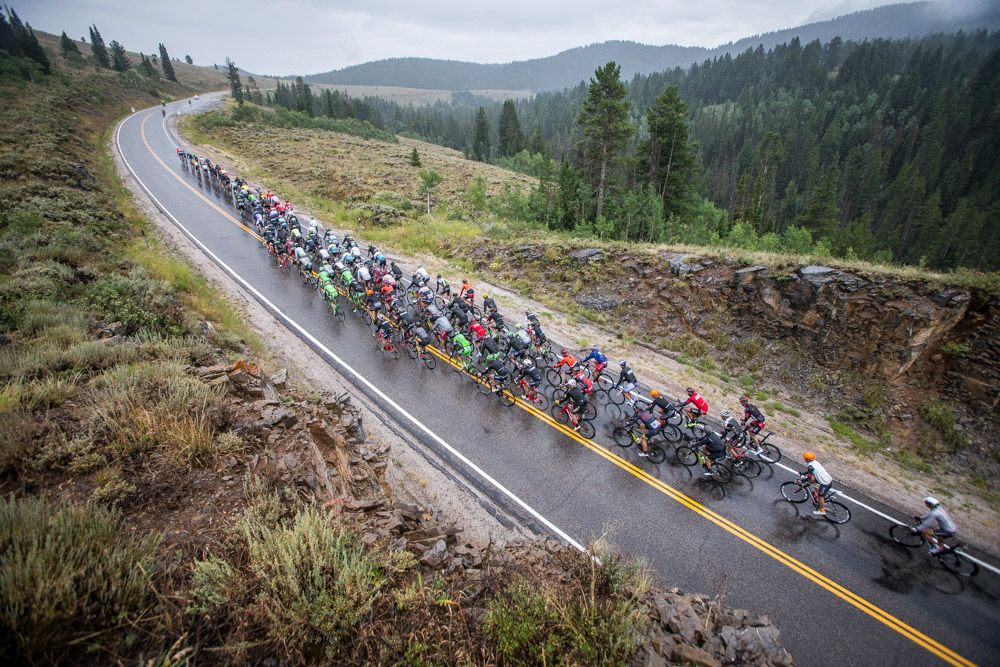 Riders near the top of the KOM.