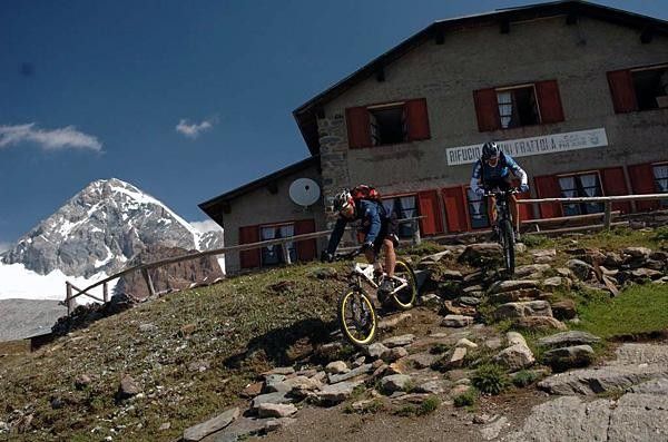 Heading out from the Rifugio Pizzini Frattola and ready for another day of freeride bliss