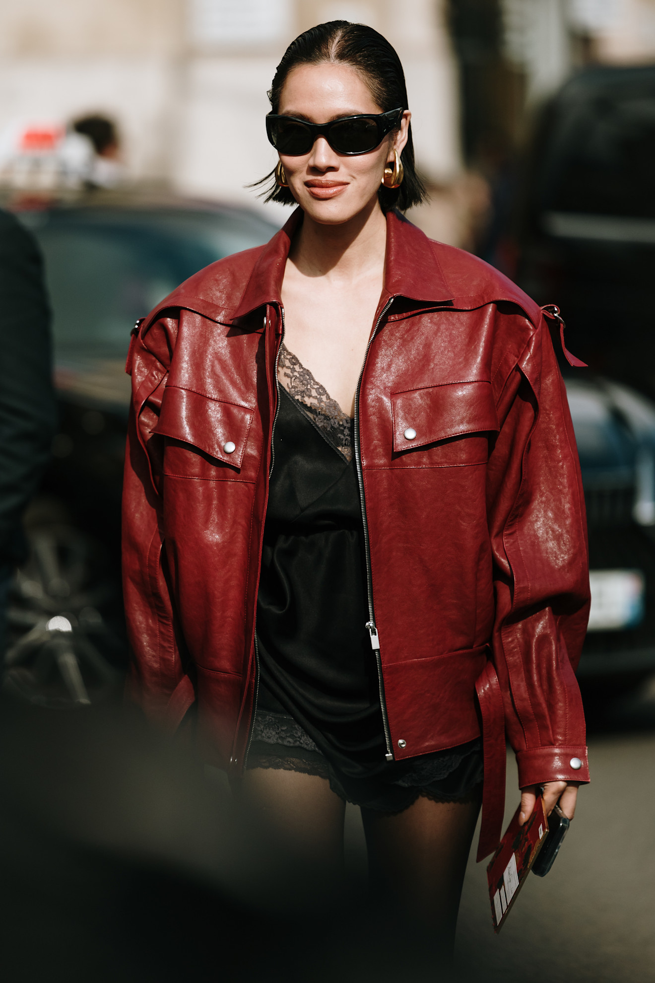 tiffany hsu wearing black sunglasses during paris fashion week