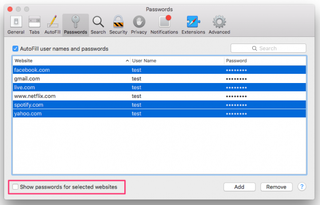 safari passwords showall